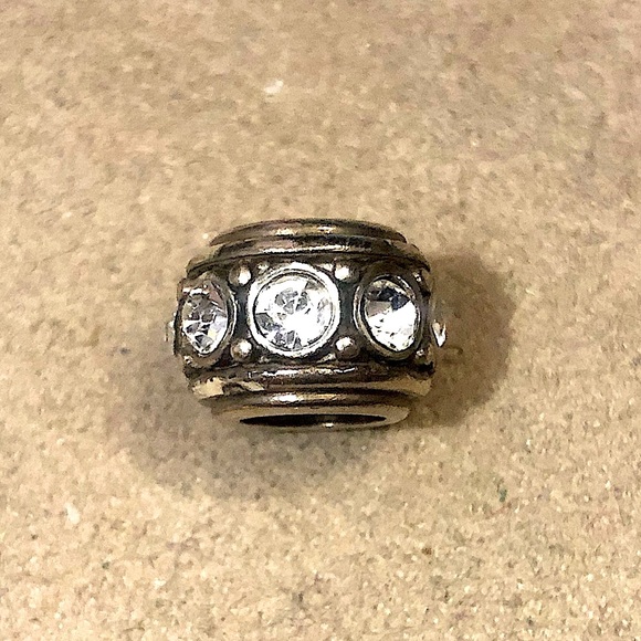 Brighton Glam Spacer bead in Silver with clear round crystals Retired - Picture 2 of 8